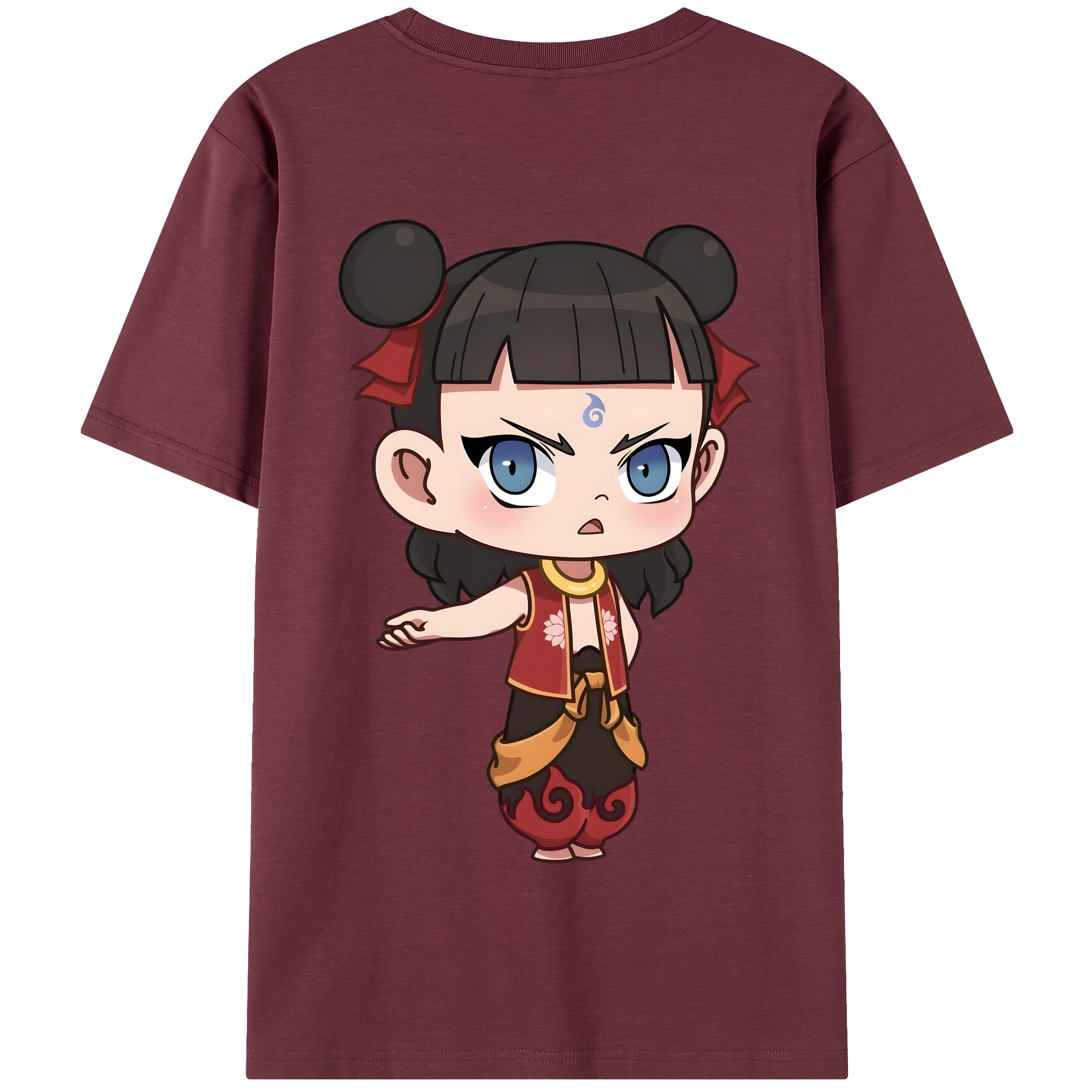 （画像用） Ne Zha 2 ナタ 魔童の大暴れ 綿100％半袖Tシャツ（背面プリント）